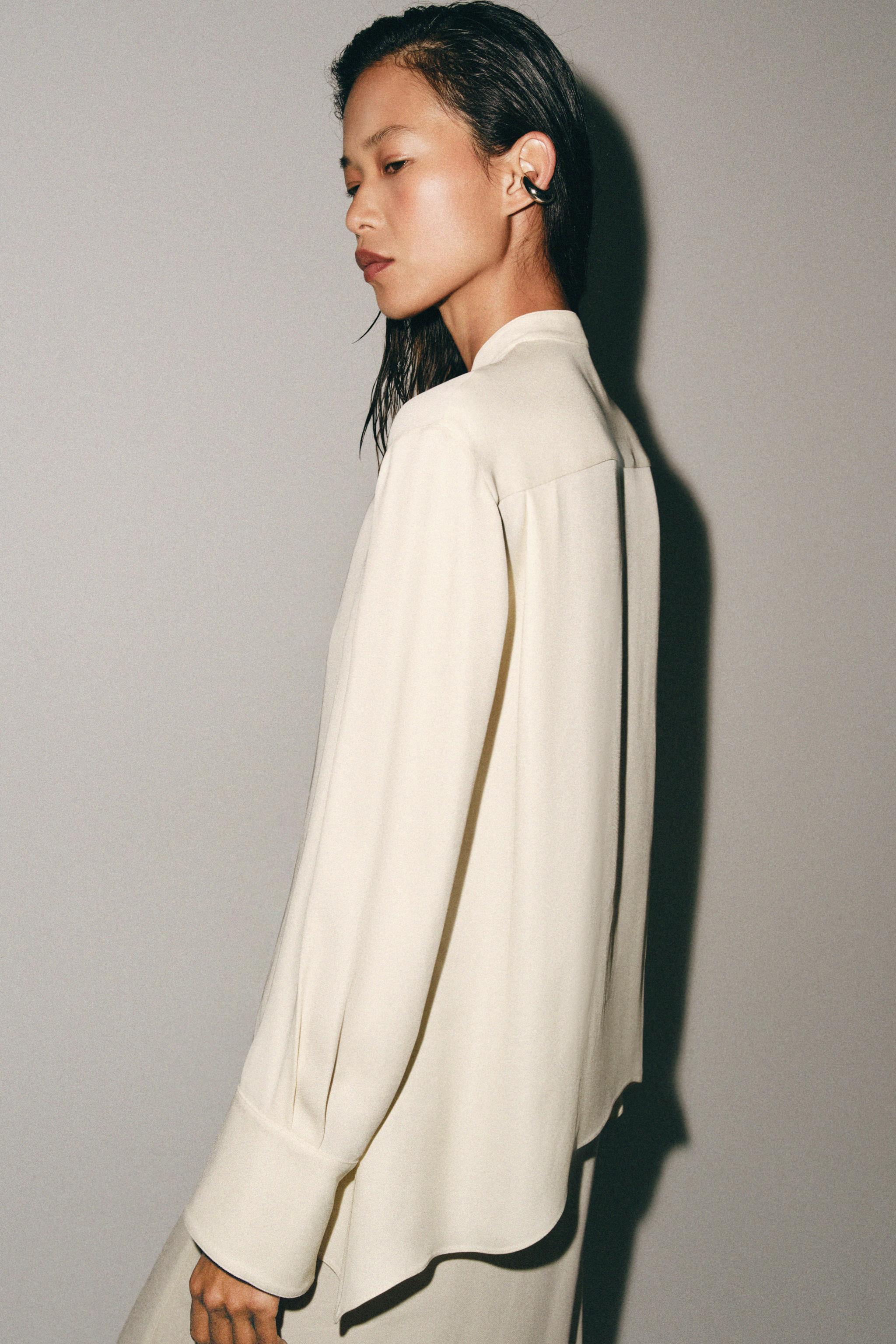 ZW COLLECTION TIED PLEATED BLOUSE